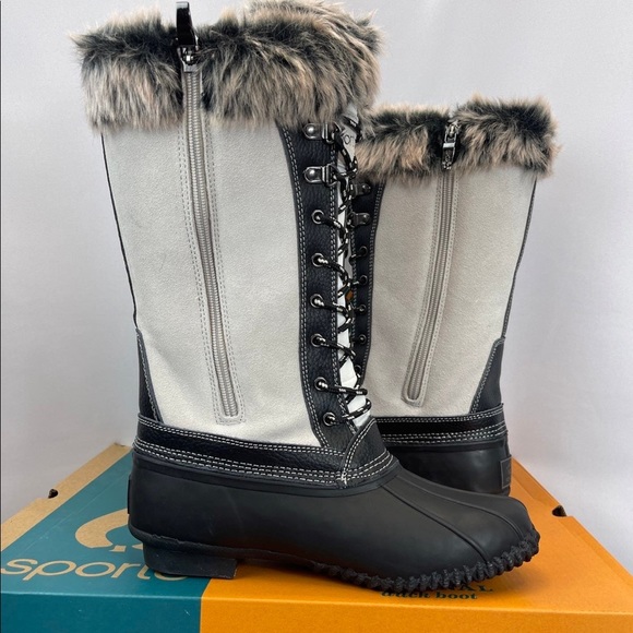 Sporto® Natasha; Waterproof Suede and Leather Duck Boot, Winter White - Picture 3 of 7